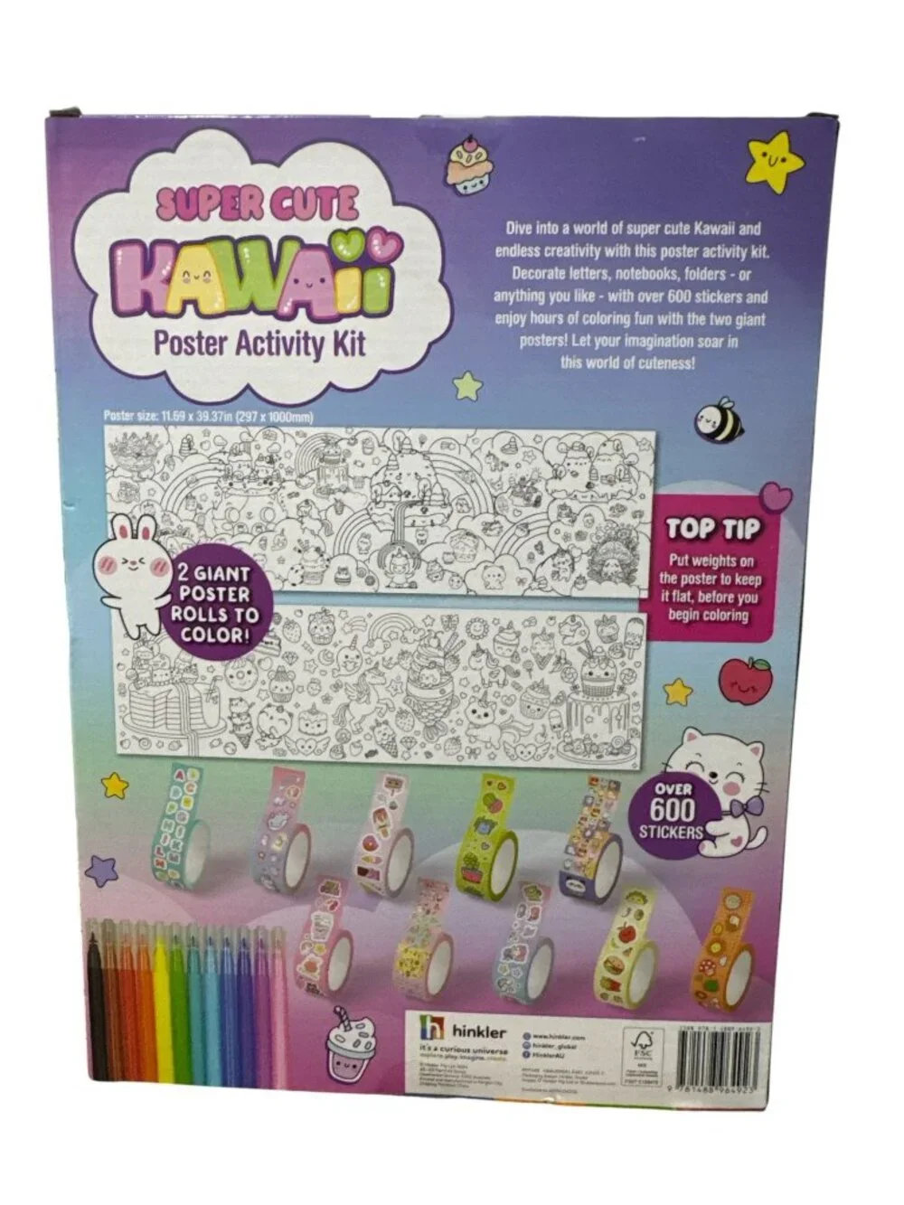 Super Cute Kawaii Poster Activity Kit With Over 600 Stickers, 2 Giant Posters, 1